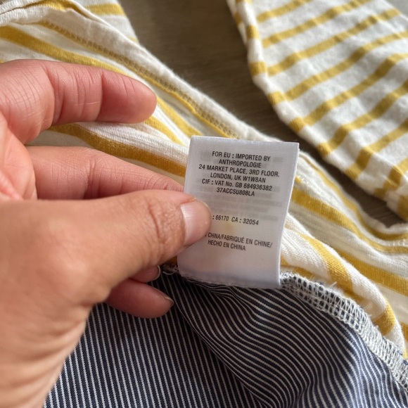 Anthropologie Postmark Postage Stamp Women’s Size Medium Striped cotton Blouse - Picture 4 of 8